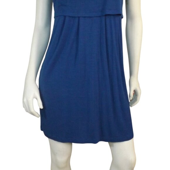 J.JILL Dress, XSP Petite, Blue, Layered, Short sleeve, Stretch, Pockets, buttons - Picture 3 of 13